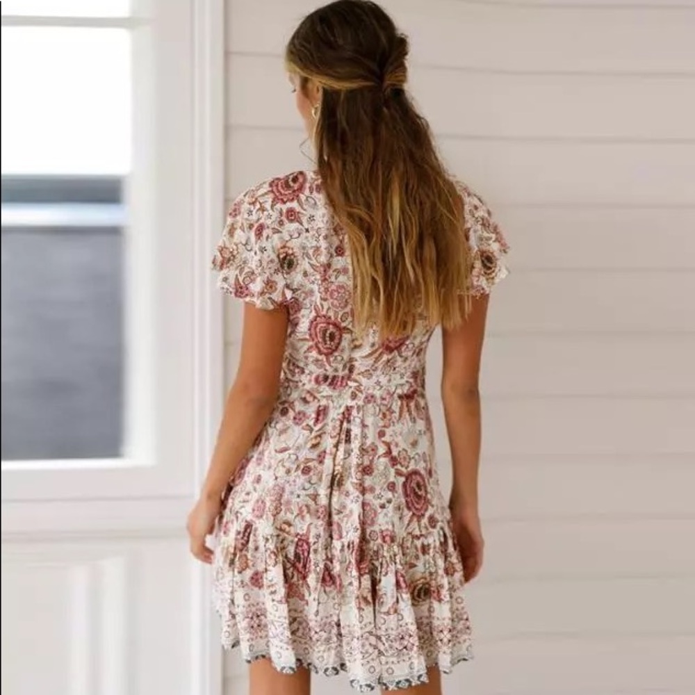 Restock arriving soon 👁✳️ boho FLORAL wrap  DRESS - Picture 7 of 8